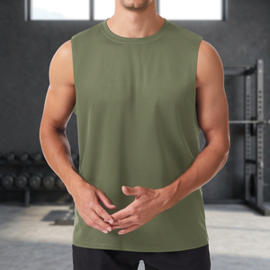 PRIMEAGE INDUSTRIES Débardeurs de sport gaufrés pour hommes, col rond, 100 % polyester, 160 g/m², respirants, prix abordable - Product Image 2