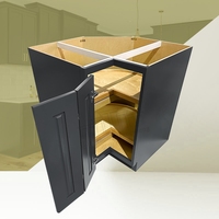 Lemari Dapur Sudut Kayu LS33-LS36 Gudang Lokal AS, Siap Rakit, Dilengkapi Lazy Susan dengan Baki Putar