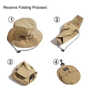 Custom 3D Embroidered Fisherman Wide Brimmed Folding Hat Portable <b>Waterproof</b> Outdoor Travel Team <b>Sunscreen</b> Fisherman Bucket Hat - Product Image 2