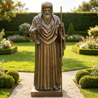 Statue de prêtre en bronze grandeur nature avec mains jointes, sculpture religieuse en laiton moulé pour la décoration de jardin et d'église