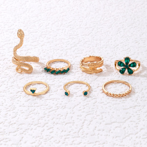 7 pcs/set Vintage Gothic Gold Cor Animal Exagerado Metal Alloy <span class=keywords><strong>Snake</strong></span> Forma Dedo Jóias Anéis Set para Mulheres Homens - Product Image 2