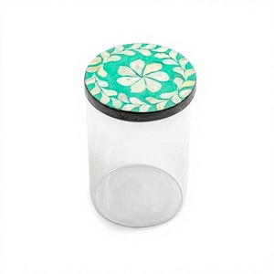 Boîte de pot en acrylique avec couvercle en bois et nacre pour la maison, hôtel, restaurant, vaisselle, bonbons, pot de chocolat - Product Image 1