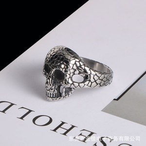 Pebble Skull <b>Ring</b> <b>Titanium</b> Steel Unisex Punk Jewelry Gift SA746 - Product Image 1