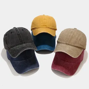 custom new low profile acid wash men black red denim cap and hat western sweat proof fashion baseball hat 2023 for women