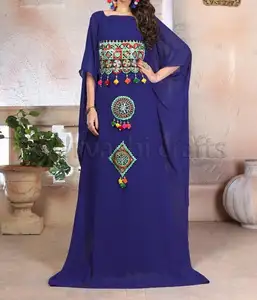 Gaun Pengantin Arab, Gaun Nikah Muslim Lengan Panjang Bordir, Renda Jilbab 2019