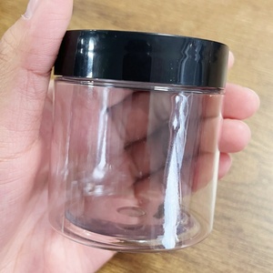 Black Lids PET Clear Cosmetic Cream <b>Jars</b> 50ml 80ml 100ml 120ml 150ml 200ml 250ml 500ml 8 oz <b>Plastic</b> Body Scrub Container - Product Image 1