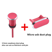 De Metal colorido Micro USB jack de 3,5mm enchufe de polvo Anti-polvo de la base del cargador tapón para Android Teléfono Celular accesorios