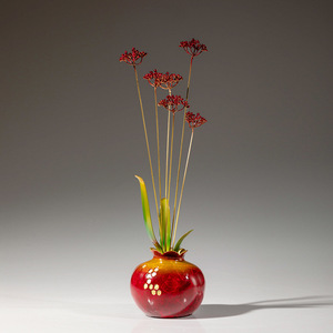 Vase en cuivre artisanal pour fleurs artificielles, motif floral, ornement décoratif, article cadeau - Product Image 1