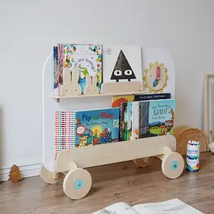 Koreaanse Houten Kinderboekenrek Pakbord Twee-In-Één Opbergrek Baby Boekenplank