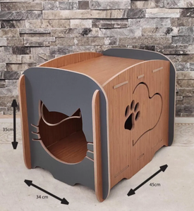 Custom Large Wood House with Feeder Easy Assemble Modern Wooden for Cats - Product Image 3