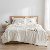 Parure de lit d'été en soie lavée couleur unie 4 pièces, rafraîchissante, pour lits Queen et King Size