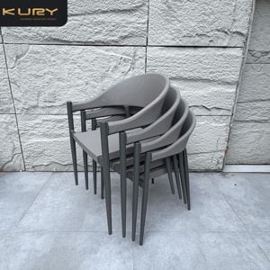Sedia <span class=keywords><strong>da</strong></span> Pranzo Moderna in Alluminio Portatile per Esterni, Poltrona <span class=keywords><strong>da</strong></span> Giardino con Rete Sintetica Traspirante per Hotel e Uso Commerciale - Product Image 1