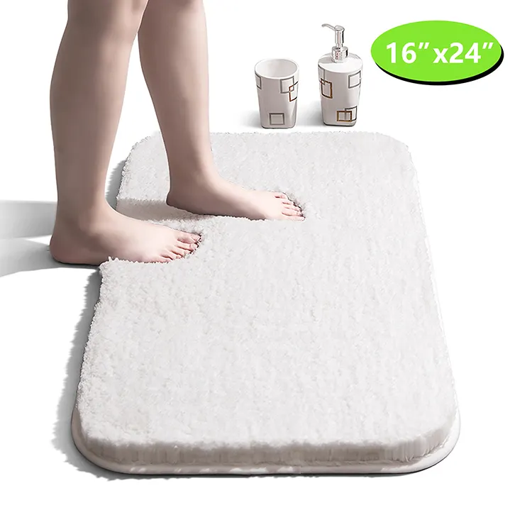 Tapis de bain blanc Extra Long absorbant l'eau, en coton à imprimé, pour bébé, antidérapant, moquette de salle de bain, solide, pour enfant