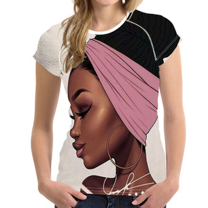 Sublimations-T-Shirt mit afrikanischen Mädchenmotiven, bedruckte Damen-Tops, individuelles Rundhals-T-Shirt, 3D-Fotodruck-T-<span class=keywords><strong>Shirts</strong></span> - Product Image 3