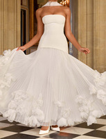 Nouvelle arrivée Bettergirl 2026 Robe longue plissée élégante à volants en trois dimensions, sans bretelles, avec taille cintrée, style français