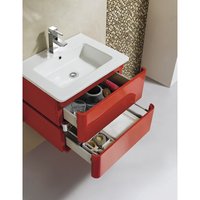 Petit lavabo simple de 24 pouces avec tiroirs OEM Lavabo mural en PVC Meuble sous vasque de salle de bain