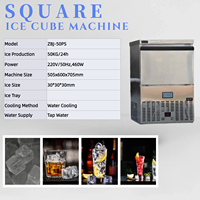 Nouvelle machine à glaçons commerciale 2026, 50 kg, automatique, glaçons carrés 30x30x30mm