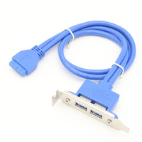 Câble double port USB 3.0 femelle AF vers carte mère 20 broches avec support