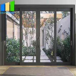 Customized Floor Sliding Door Rail Sliding Doors Exterior Black Glass Sliding Door Track Wheels