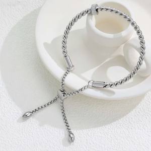 Vintage Twisted Rope Slider Bangles 18K Gold Plated Stainless Steel Jewelry for Women's Party Trendy Accessory - Product Image 4