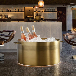 ถังน้ำแข็งโลหะสีทองขนาด 5 ลิตร สำหรับแช่ไวน์ เหมาะสำหรับงานปาร์ตี้ ใช้ในบ้าน ร้านอาหาร - Product Image 3