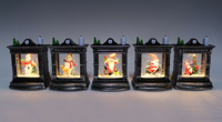 Lanterne LED en forme d'horloge antique noire et argentée, boule de neige décorative pour la maison, idéale pour les fêtes