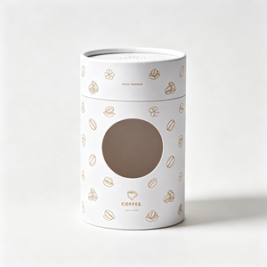 Custom Coffee Bean Cylinder Paper <b>Box</b> With Clear <b>Display</b> Window Custom Logo Kraft Tube For Coffee Bean Retail Gift Packaging - Product Image 4