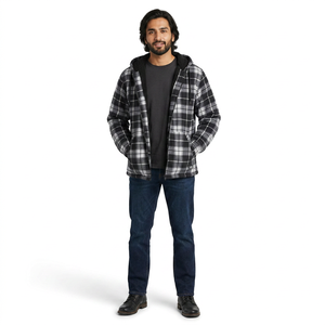 Blouson en flanelle épaisse à carreaux pour homme, doublé polaire Sherpa, avec fermeture éclair, chaud pour l'hiver, style Buffalo - Product Image 1