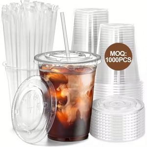 Gobelet à café froid en plastique PET transparent avec couvercle, logo personnalisé, écologique, 107 mm, 30 oz, 32 oz, pour les boissons à emporter, jus, boba, milktea - Product Image 2
