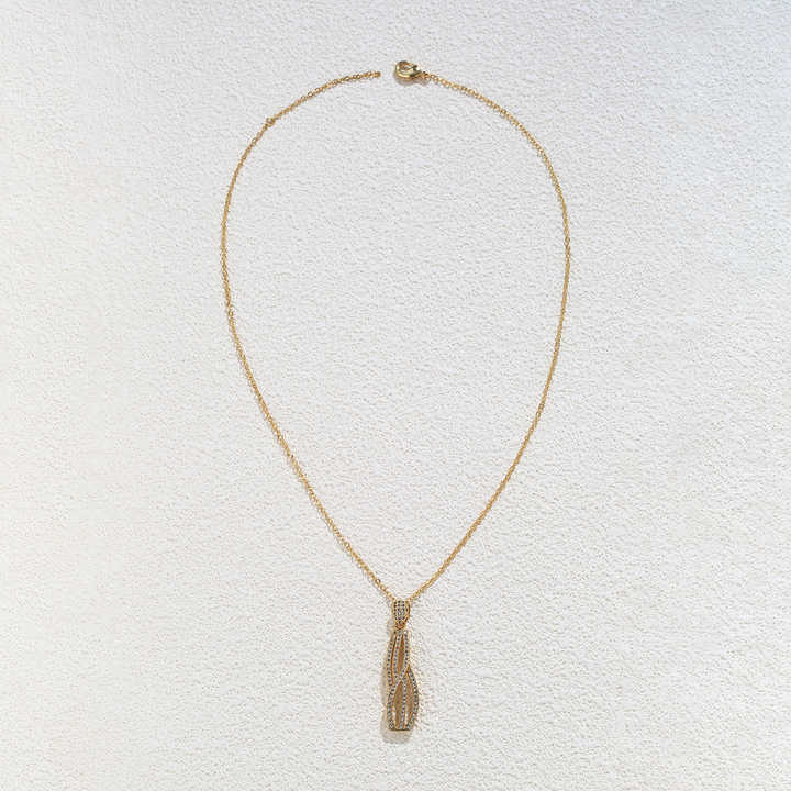VANFI Stylish Ripple White Stone Gold Necklace for Women| Alibaba.com 