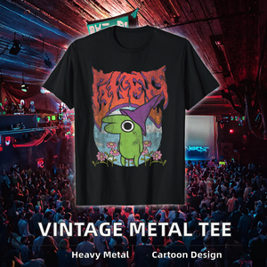 Camiseta de manga corta con estampado de dibujos animados de flores de metal pesado vintage de Smiling Friends Glep, de algodón y poliéster - Product Image 2