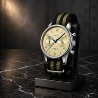 Montre mécanique à remontage manuel, édition internationale, chronographe, acier inoxydable, cadran en toile, aiguilles originales