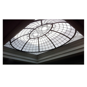 Cúpula Ovalada Elevada de Vidrio Emplomado <span class=keywords><strong>en</strong></span> Abertura Rectangular, Diseño Geométrico, Interiores, Cúpula Ovalada de Vidrio Emplomado para Techo con Borde Plano - Product Image 1