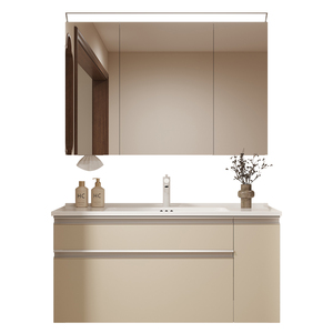 New Smart Solid Wood Bathroom Vanity Combo with Ceramic Basin Smart Mirror Lacquer Finish <b>Pull</b> Basket-Hospital Use - Product Image 4