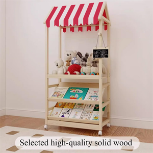 Étagère de rangement en bois moderne à 3 niveaux avec roulettes verrouillables pour livres, jouets, vêtements - Product Image 2