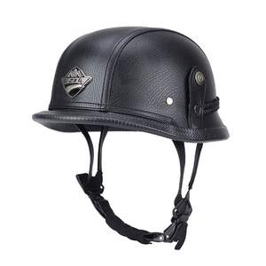 หมวกกันน็อคเปิดหน้าสไตล์วินเทจสไตล์เยอรมันย้อนยุคครึ่งนักขี่จักรยานนักบิน casco Moto พร้อมการรับรองจุดหนังเยอรมัน - Product Image 3