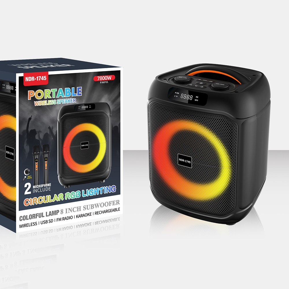 NDR-1745 8 Inch Super Bass Karaoke Portable Wireless Party Speaker with ...