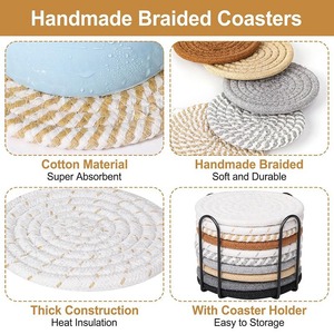 Cotton Woven <b>Round</b> Placemat Heat Insulation Anti Slip <b>Table</b> Mat For Kitchen <b>Dining</b> - Product Image 2
