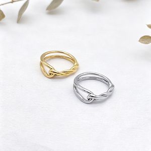 yunnique Geometric Twisted Knot <b>Ring</b> Gold Silver Unisex <b>Couple</b> Jewelry Everyday Wear - Product Image 1