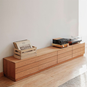 <span class=keywords><strong>Meuble</strong></span> TV sur mesure en bois massif avec tiroirs cannelés, console multimédia en chêne et noyer, <span class=keywords><strong>buffet</strong></span> de rangement <span class=keywords><strong>bas</strong></span> - Product Image 1
