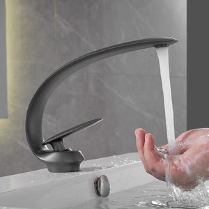 Phòng tắm hiện đại nhà vệ sinh nghệ thuật thiết kế đồng thau nóng lạnh lưu vực vòi duy nhất-lỗ gắn Mixer tap với gốm van lõi - Product Image 2