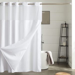 Aucun crochet nécessaire <span class=keywords><strong>rideau</strong></span> de <span class=keywords><strong>douche</strong></span> en tissage gaufré avec doublure en tissu encliquetable, <span class=keywords><strong>rideau</strong></span> de salle de bain bleu marine à texture <span class=keywords><strong>nid</strong></span> <span class=keywords><strong>d</strong></span>'<span class=keywords><strong>abeille</strong></span> imperméable - Product Image 6