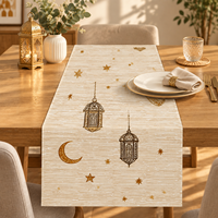 Décoration de l'Aïd Ramadan Pafu, décoration islamique pour la maison, fournitures de fête pour la table, lanterne en forme de croissant de lune, chemin de table