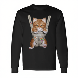 T-shirt à manches longues avec chat tigré orange dans un porte-bébé - Product Image 2