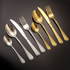Ensemble de couteau, fourchette et cuillère en acier inoxydable plaqué or, vaisselle occidentale, utilisation dans les restaurants et les hôtels, poli miroir, matériau de qualité alimentaire - Product Image 3