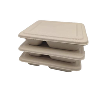 Boîtes à lunch et assiettes jetables écologiques, imperméables, biodégradables, en pulpe de canne à sucre, à 3-4 compartiments, pour la vente à emporter