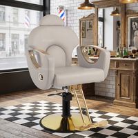 Fauteuil de Barbier Rétro Noir Robuste Hydraulique Pivotant à 360° Inclinable pour Salon de Coiffure, Beauté, Salon et École