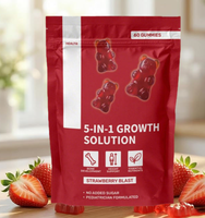 Complément alimentaire naturel antioxydant pour la croissance en hauteur, gommes à la fraise, 5-en-1, soutien immunitaire pour enfants et adolescents