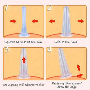 Bekam terapi wajah Anti selulit, 4 buah Set cangkir vakum silikon Anti selulit untuk pijat bekam wajah dan mata - Product Image 5
