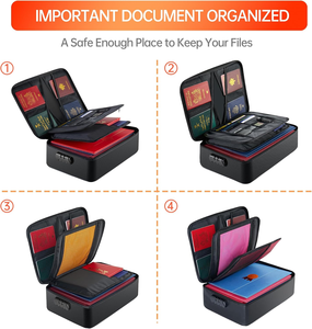 Boîte à documents portable <span class=keywords><strong>5200</strong></span> °F ignifuge et étanche 8 couches Organisateur de fichiers avec serrure Coffre-fort pour stocker des documents importants - Product Image 6